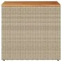 Garden side table with beige PE rattan wood top 58x27.5x55 cm by , Garden tables - Ref: Foro24-366072, Price: 55,42 €, Discou...