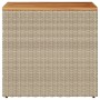 Mesa auxiliar jardín tapa madera ratán PE beige 58x27,5x55 cm de , Mesas de jardín - Ref: Foro24-366072, Precio: 48,40 €, Des...