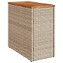 Garden side table with beige PE rattan wood top 58x27.5x55 cm by , Garden tables - Ref: Foro24-366072, Price: 55,42 €, Discou...