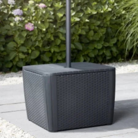 Keter Luzon Plus garden side table with umbrella hole graphite by , Garden tables - Ref: Foro24-428408, Price: 90,63 €, Disco...
