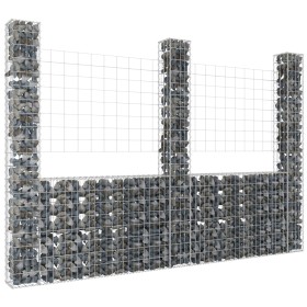 U-förmiger Gabionenkorb mit 3 Eisenpfosten 260x20x200 cm von , Zaunpaneele - Ref: Foro24-151290, Preis: 141,40 €, Rabatt: %