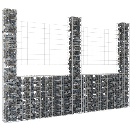 U-förmiger Gabionenkorb mit 3 Eisenpfosten 260x20x200 cm von , Zaunpaneele - Ref: Foro24-151290, Preis: 141,40 €, Rabatt: %