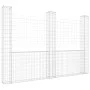 U-shaped gabion basket with 3 iron posts measuring 260x20x200 cm. by , fence panels - Ref: Foro24-151290, Price: 140,93 €, Di...