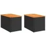 Garden side tables 2 pcs rattan wood black 55x34x37cm by , Garden tables - Ref: Foro24-365980, Price: 60,45 €, Discount: %
