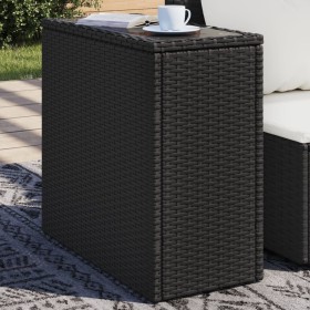 Garden side table with black PE rattan glass top 58x27.5x55 cm by , Garden tables - Ref: Foro24-365982, Price: 50,41 €, Disco...