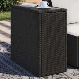 Garden side table with black PE rattan glass top 58x27.5x55 cm by , Garden tables - Ref: Foro24-365982, Price: 56,92 €, Disco...