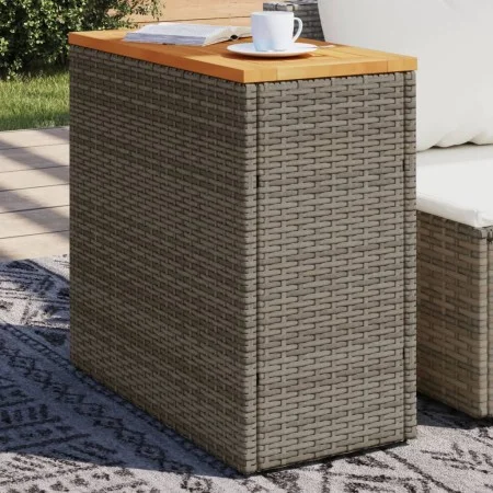 Side table for garden with gray PE rattan wood top, 58x27.5x55 cm by , Garden tables - Ref: Foro24-366134, Price: 50,18 €, Di...