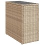 Side table for garden with glass top, beige PE rattan, 58x27.5x55 cm by , Garden tables - Ref: Foro24-366071, Price: 49,46 €,...