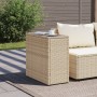 Side table for garden with glass top, beige PE rattan, 58x27.5x55 cm by , Garden tables - Ref: Foro24-366071, Price: 49,46 €,...