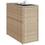 Side table for garden with glass top, beige PE rattan, 58x27.5x55 cm by , Garden tables - Ref: Foro24-366071, Price: 49,46 €,...