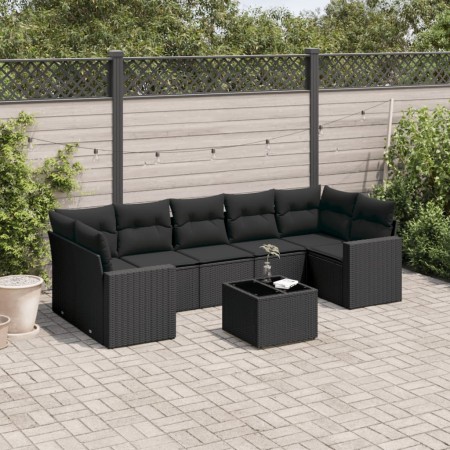 Set de sofás de jardín 8 piezas y cojines ratán sintético negro by , Garden sets - Ref: Foro24-3218725, Price: 526,63 €, Disc...