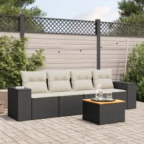 Gartenmöbel-Set, 5-teilig, mit schwarzen Polstern aus synthetischem Rattan. von , Gartensets - Ref: Foro24-3225321, Preis: 30...