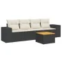 Set de muebles de jardín 5 pzas y cojines ratán sintético negro by , Garden sets - Ref: Foro24-3225321, Price: 306,59 €, Disc...