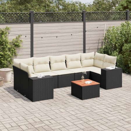 8-teiliges Gartensofa-Set und Kissen aus schwarzem Kunststoff-Rattan. von , Gartensets - Ref: Foro24-3225356, Preis: 468,28 €...