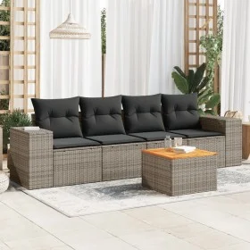 Gartensofa-Set mit 5-teiligen Kissen aus grauem synthetischem Rattan von , Gartensets - Ref: Foro24-3257656, Preis: 318,05 €,...