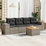 Gartensofa-Set mit 5-teiligen Kissen aus grauem synthetischem Rattan von , Gartensets - Ref: Foro24-3257656, Preis: 317,29 €,...