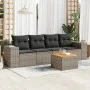 Gartensofa-Set mit 5-teiligen Kissen aus grauem synthetischem Rattan von , Gartensets - Ref: Foro24-3257656, Preis: 318,05 €,...