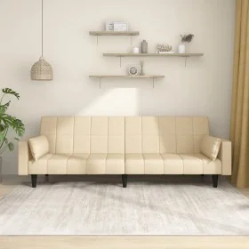 Sofá cama de 2 plazas con dos almohadas tela color crema by , Sofas - Ref: Foro24-375836, Price: 281,31 €, Discount: %