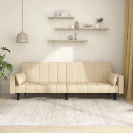 Sofá cama de 2 plazas con dos almohadas tela color crema by , Sofas - Ref: Foro24-375836, Price: 281,31 €, Discount: %