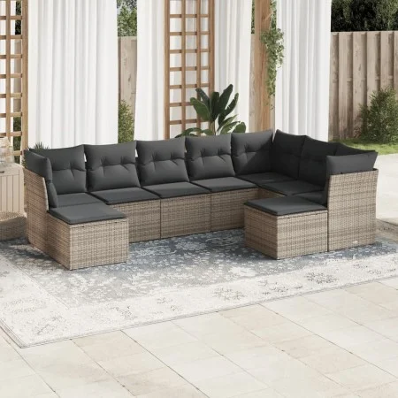 Gartenmöbel-Set 9-teilig mit grauen Polstern aus synthetischem Rattan von , Gartensets - Ref: Foro24-3218570, Preis: 502,43 €...