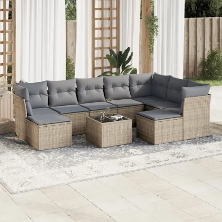 Gartensofa-Set mit 10-teiligen beigen Kissen aus synthetischem Rattan. von , Gartensets - Ref: Foro24-3218579, Preis: 569,81 ...