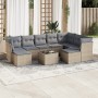Gartensofa-Set mit 10-teiligen beigen Kissen aus synthetischem Rattan. von , Gartensets - Ref: Foro24-3218579, Preis: 541,34 ...