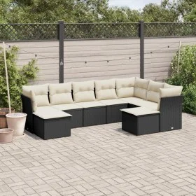8-teiliges Gartensofa-Set und Kissen aus schwarzem Kunststoff-Rattan. von , Gartensets - Ref: Foro24-3218566, Preis: 493,06 €...
