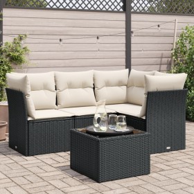 Gartenmöbel-Set, 5-teilig, mit schwarzen Polstern aus synthetischem Rattan. von , Gartensets - Ref: Foro24-3217586, Preis: 30...