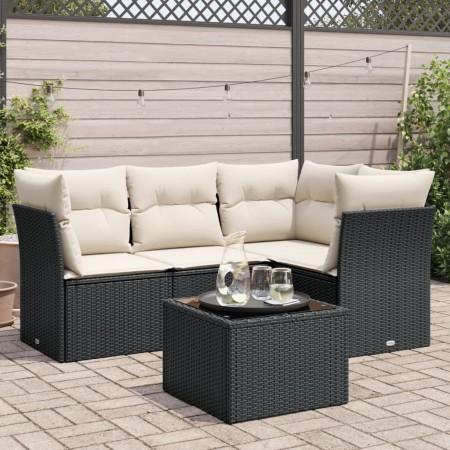 Set de muebles de jardín 5 pzas y cojines ratán sintético negro by , Garden sets - Ref: Foro24-3217586, Price: 300,77 €, Disc...