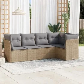 Juego de sofás jardín con cojines 5 pzas ratán sintético beige by , Garden sets - Ref: Foro24-3217599, Price: 316,69 €, Disco...