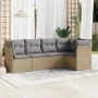 Gartensofa-Set mit 5-teiligen Kissen aus synthetischem Rattan in Beige. von , Gartensets - Ref: Foro24-3217599, Preis: 316,69...