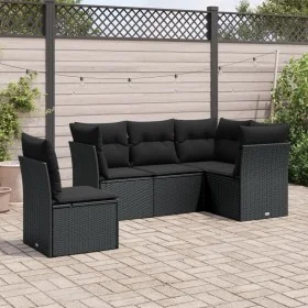 Set de muebles de jardín 5 pzas y cojines ratán sintético negro by , Garden sets - Ref: Foro24-3217635, Price: 342,07 €, Disc...