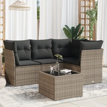 Juego de sofás jardín con cojines 5 pzas ratán sintético gris by , Garden sets - Ref: Foro24-3217590, Price: 307,50 €, Discou...
