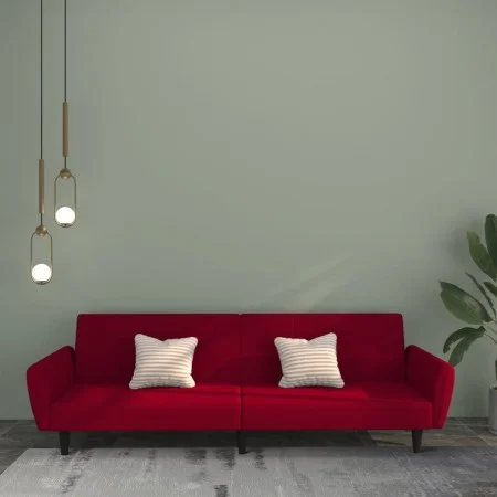 Sofá cama de 2 plazas terciopelo color vino tinto by , Sofas - Ref: Foro24-375862, Price: 253,48 €, Discount: %