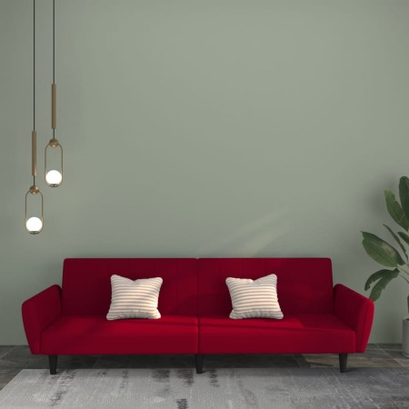 Zweiplätziges Schlafsofa aus Samt in Weinrot. von , Sofas - Ref: Foro24-375862, Preis: 257,98 €, Rabatt: %