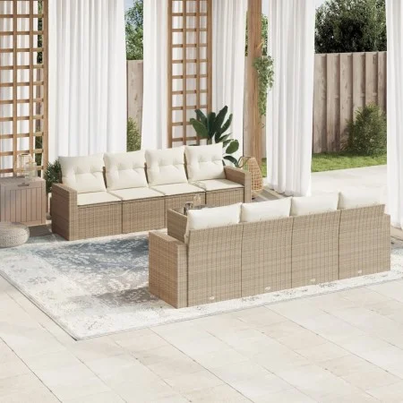 Set de sofás de jardín 9 pzas con cojines ratán sintético beige by , Garden sets - Ref: Foro24-3218738, Price: 623,20 €, Disc...