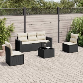 Set de sofás de jardín 6 piezas y cojines ratán sintético negro by , Garden sets - Ref: Foro24-3218786, Price: 339,07 €, Disc...
