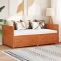 Sofá cama de madera maciza de pino marrón cera 100x200 cm de , Camas y somieres - Ref: Foro24-844437, Precio: 324,06 €, Descu...