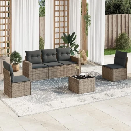 Gartenmöbel-Set, 6-teilig, mit grauen Polstern aus synthetischem Rattan. von , Gartensets - Ref: Foro24-3218790, Preis: 340,7...