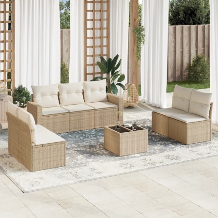 Juego de sofás de jardín con cojines beige 8 pzas ratán PE by , Garden sets - Ref: Foro24-3218828, Price: 480,35 €, Discount: %