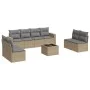 Gartensofa-Set, 9-teilig, mit Kissen, aus synthetischem Rattan in Beige. von , Gartensets - Ref: Foro24-3218849, Preis: 520,8...
