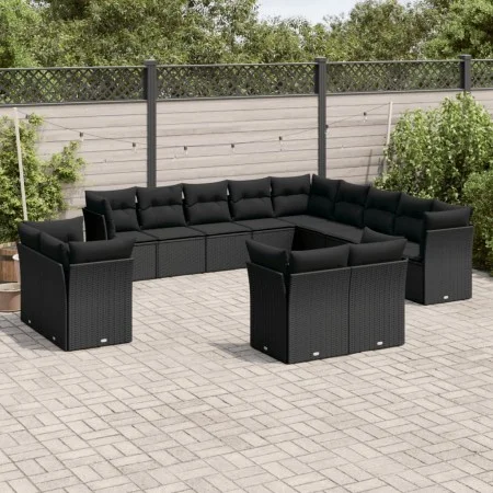 Set de sofás de jardín y cojines 13 pzas ratán sintético negro by , Garden sets - Ref: Foro24-3218545, Price: 944,37 €, Disco...