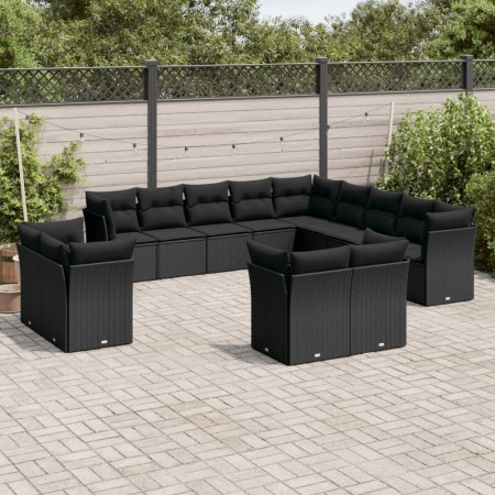 Set de sofás de jardín y cojines 13 pzas ratán sintético negro by , Garden sets - Ref: Foro24-3218545, Price: 906,21 €, Disco...