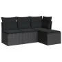 Juego de sofás jardín 4 pzas con cojines ratán sintético negro by , Garden sets - Ref: Foro24-3217495, Price: 233,37 €, Disco...