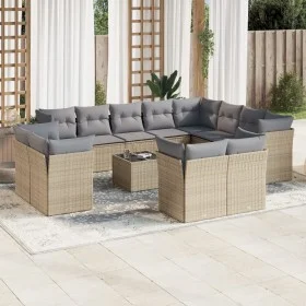 Set sofás de jardín con cojines 13 pzas ratán sintético beige by , Garden sets - Ref: Foro24-3218539, Price: 832,47 €, Discou...