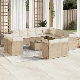 Set sofás de jardín 14 pzas con cojines ratán sintético beige by , Garden sets - Ref: Foro24-3218558, Price: 1,00 €, Discount: %