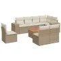 Gartensofa-Set, 9-teilig, mit Kissen, aus synthetischem Rattan in Beige. von , Gartensets - Ref: Foro24-3225484, Preis: 588,4...