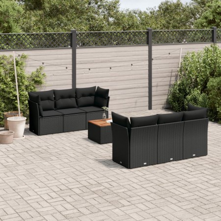 Set de comedor de jardín 7 pzas y cojines ratán sintético negro by , Garden sets - Ref: Foro24-3223486, Price: 438,89 €, Disc...