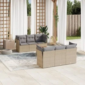 Set sofás de jardín 7 piezas y cojines ratán sintético beige de , Conjuntos de jardín - Ref: Foro24-3223490, Precio: 413,07 €...