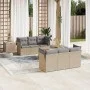 Set sofás de jardín 7 piezas y cojines ratán sintético beige by , Garden sets - Ref: Foro24-3223490, Price: 413,06 €, Discoun...